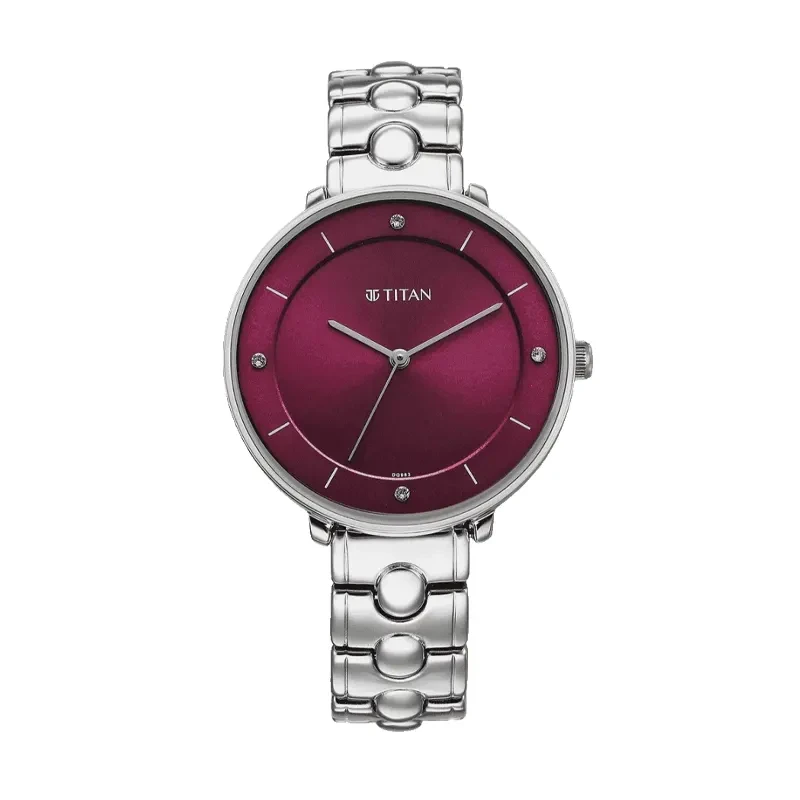 Titan Workwear Maroon Dial Ladies Watch- 2651SM09